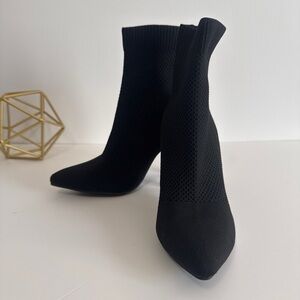 MIA Black Heeled Knit Boots